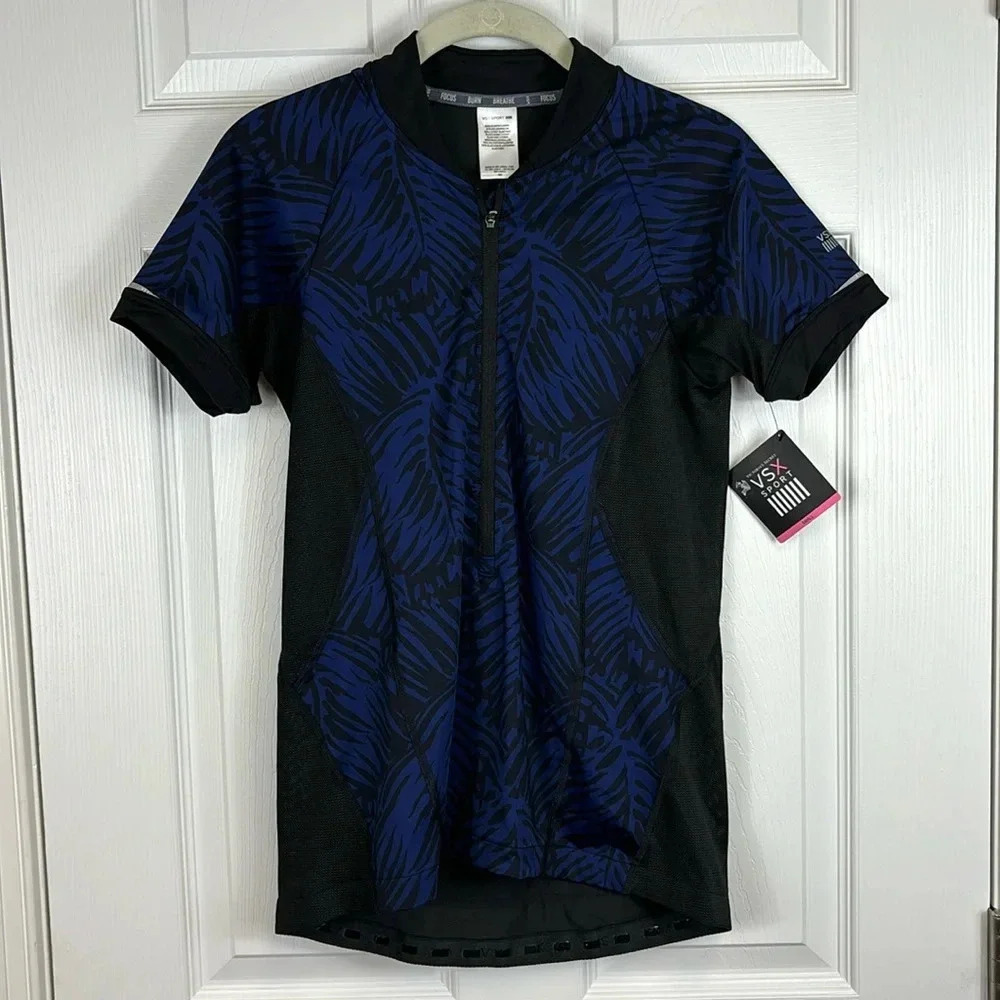 NWT Victoria’s Secret black and blue cycling shirt sz sm